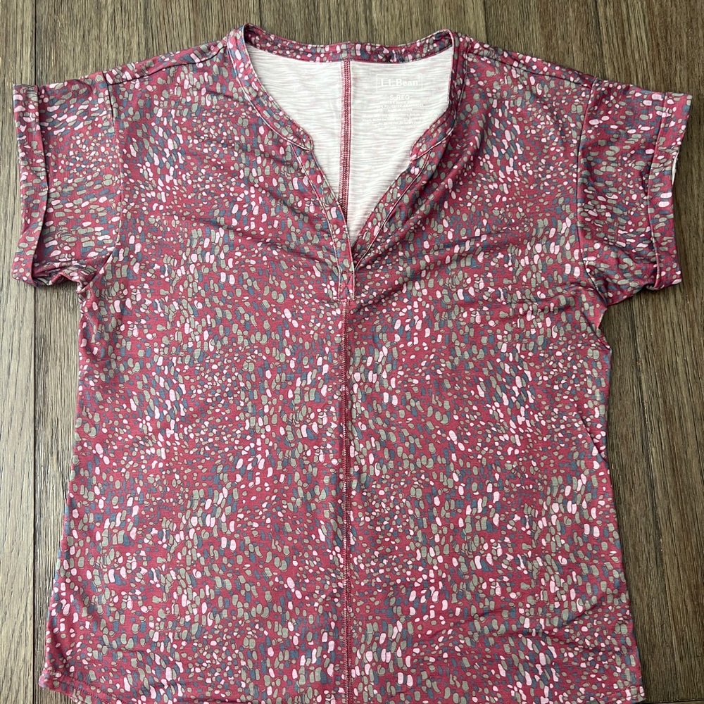 L.L. Bean Women's split neck streamside tee.